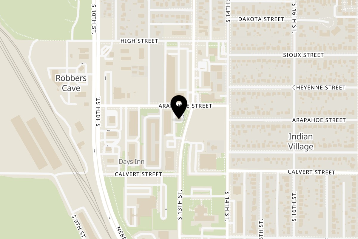 Map showing the location of Ali Baba Gyro Ali Baba Gyro 13th on 3301 S 13th St in Lincoln